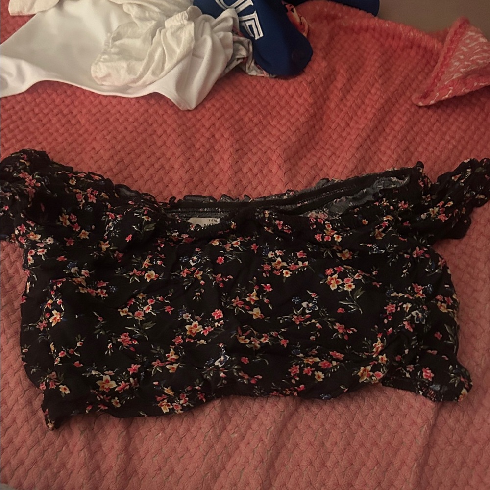 Ten Sixty Sherman Black Floral Off-Shoulder Top